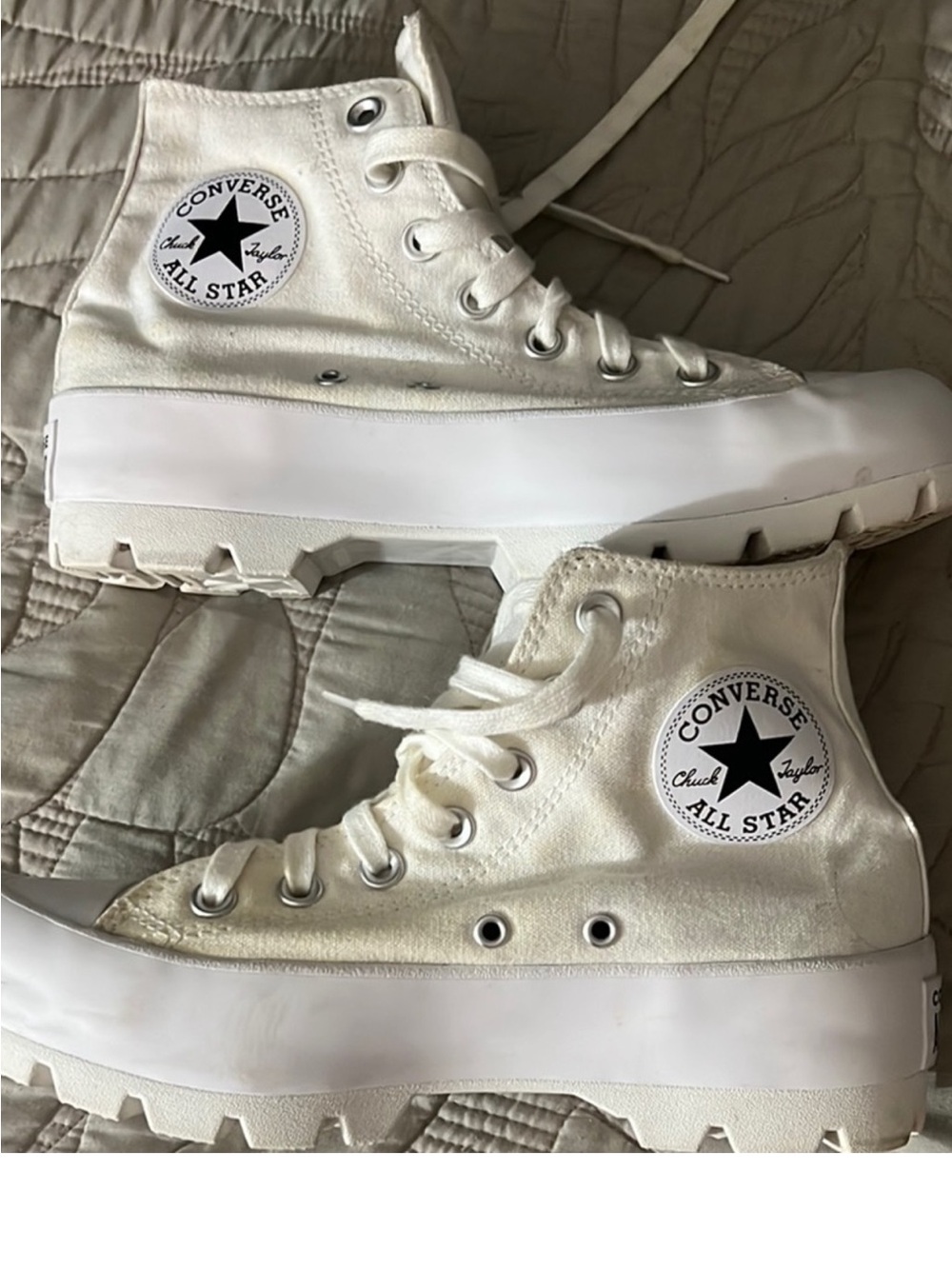 Converse Kids High-Top Sneakers in Off-White Canvas